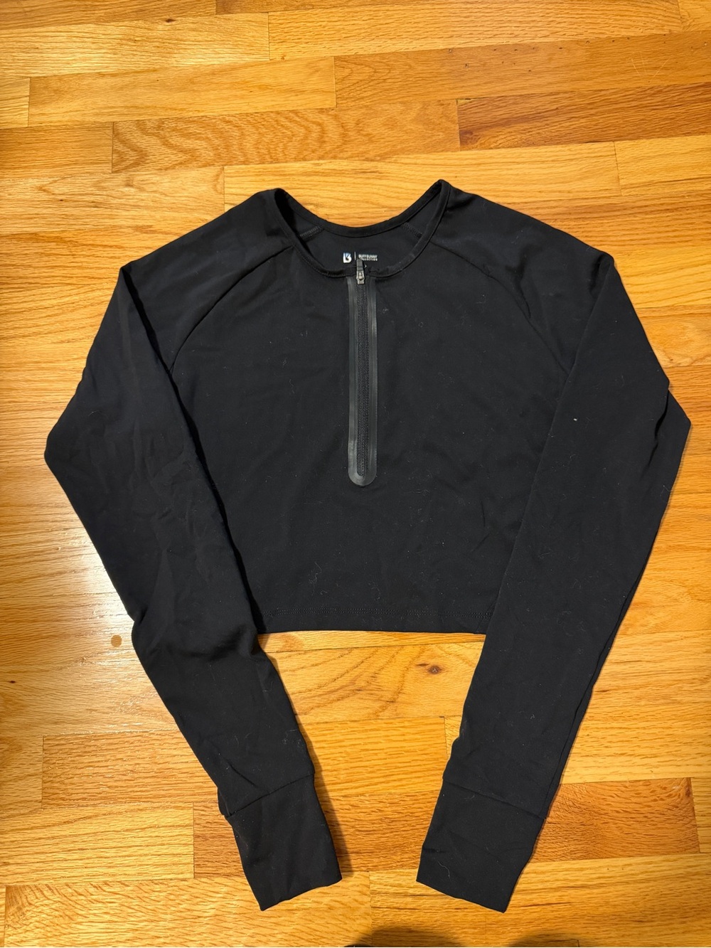 Buffbunny Black Long-Sleeve Crop Top with Front Zip